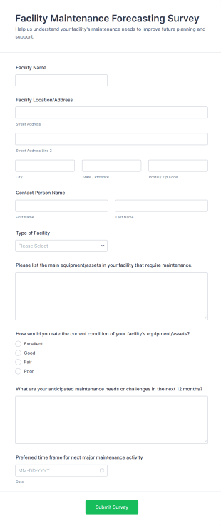 Facility Maintenance Forecasting Survey Form Template