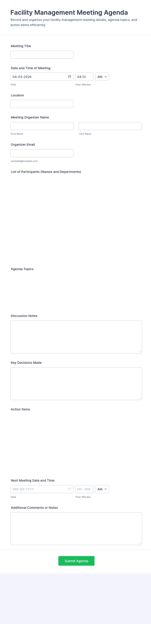 Facility Management Meeting Agenda Form Template