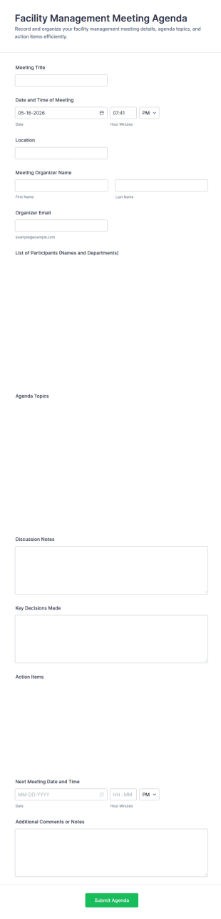 Facility Management Meeting Agenda Form Template