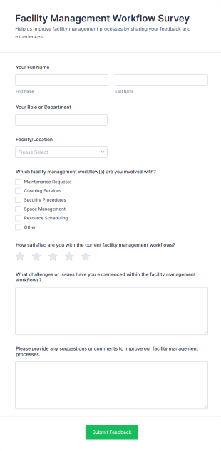 Facility Management Workflow Survey Form Template