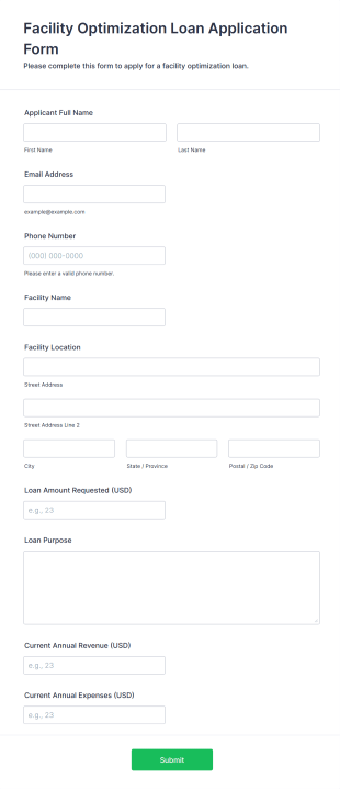 Facility Optimization Loan Application Form Template