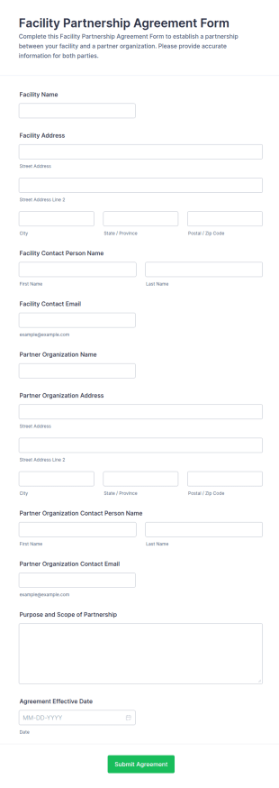 Facility Partnership Agreement Form Template