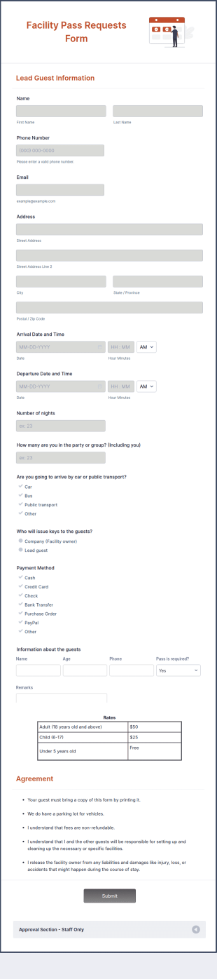 Facility Pass Requests Form Template
