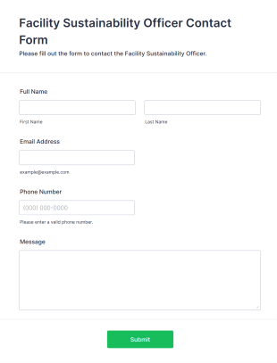 Facility Sustainability Officer Contact Form Template