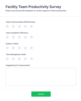 Facility Team Productivity Survey Form Template