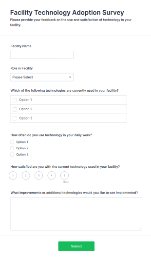 Facility Technology Adoption Survey Form Template