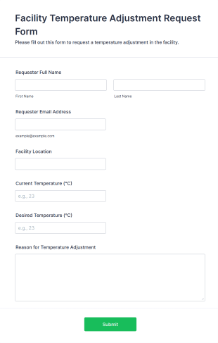 Facility Temperature Adjustment Request Form Template