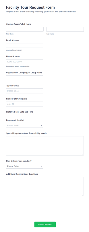 Facility Tour Request Form Template