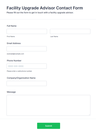 Facility Upgrade Advisor Contact Form Template