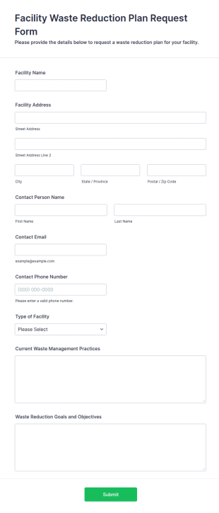 Facility Waste Reduction Plan Request Form Template