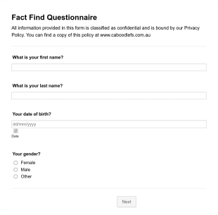 Fact Find Questionnaire Form Template