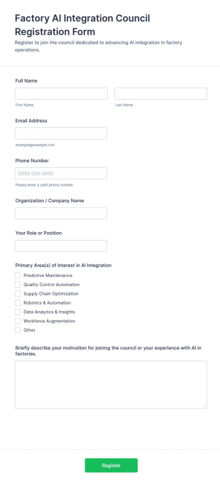 Factory AI Integration Council Registration Form Template