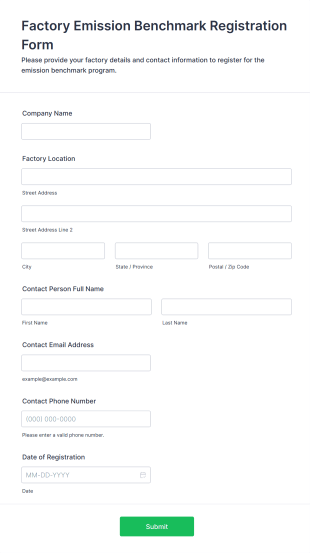 Factory Emission Benchmark Registration Form Template