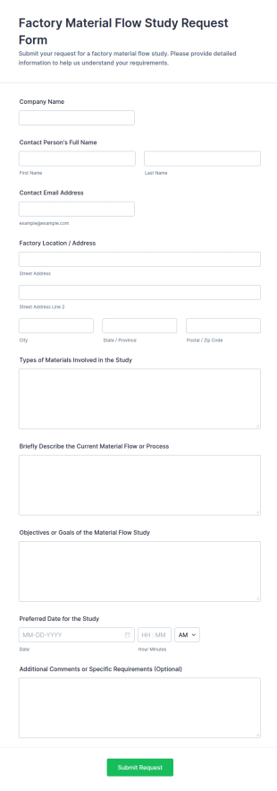 Factory Material Flow Study Request Form Template