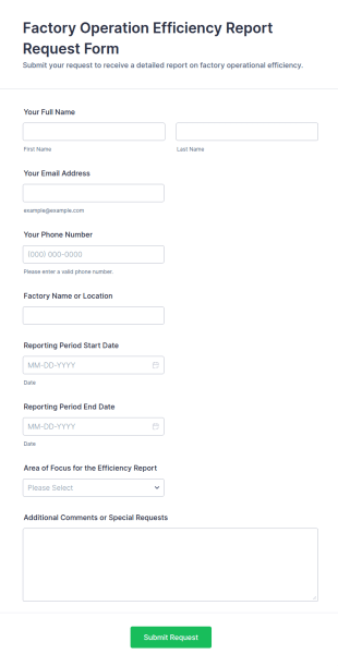 Factory Operation Efficiency Report Request Form Template