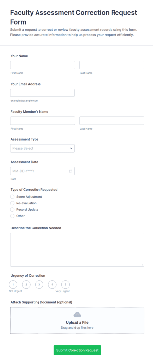 Faculty Assessment Correction Request Form Template