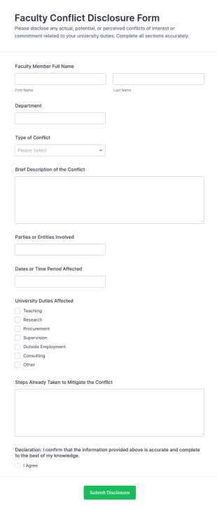 Faculty Conflict Disclosure Form Template