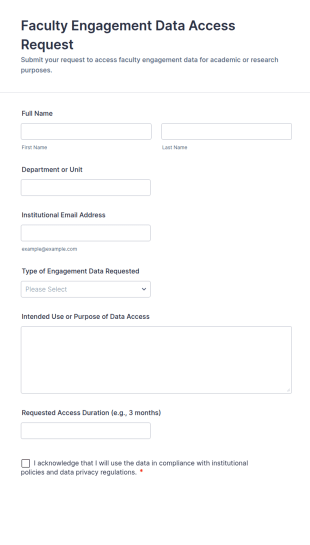Faculty Engagement Data Access Request Form Template