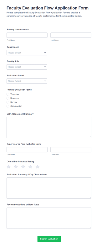 Faculty Evaluation Flow Application Form Template