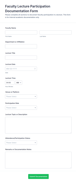 Faculty Lecture Participation Documentation Form Template