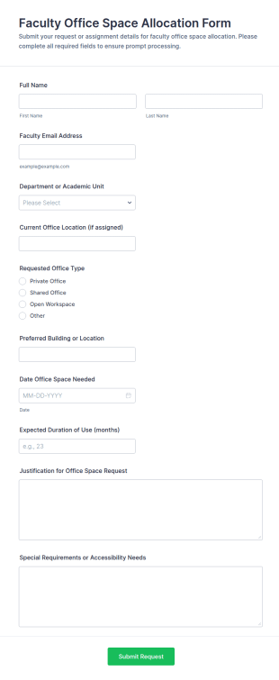 Faculty Office Space Allocation Form Template