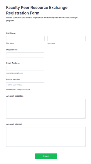 Faculty Peer Resource Exchange Registration Form Template