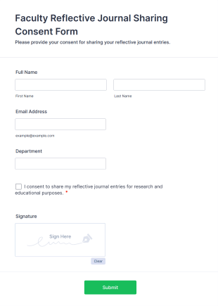 Faculty Reflective Journal Sharing Consent Form Template