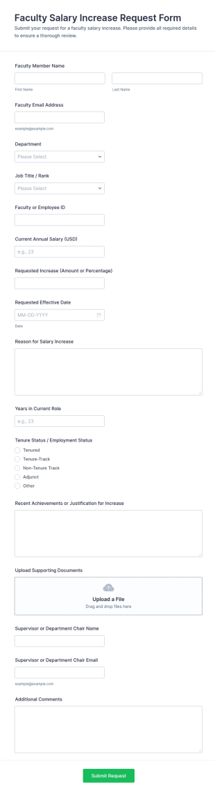 Faculty Salary Increase Request Form Template
