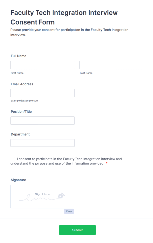 Faculty Tech Integration Interview Consent Form Template