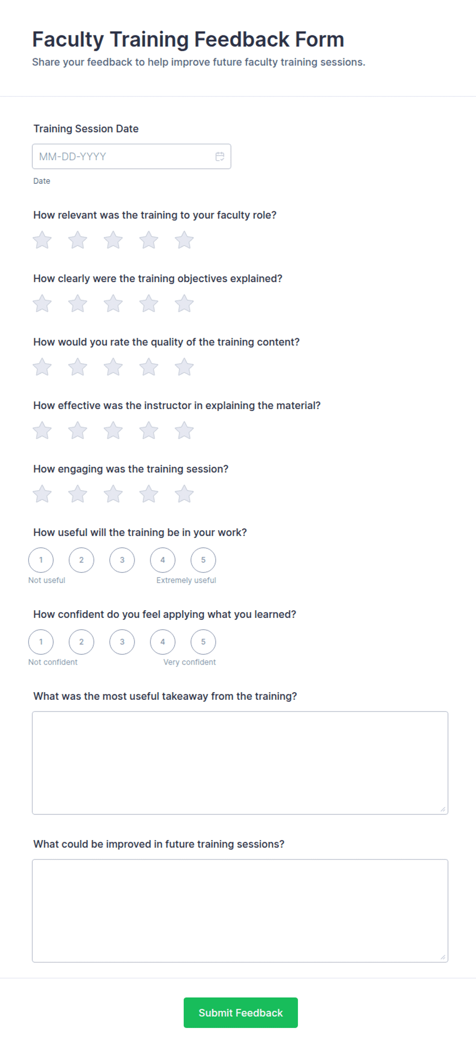 Faculty Training Feedback Form Template | Jotform
