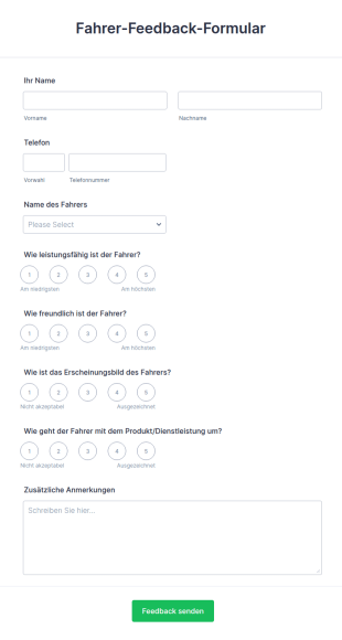 Fahrer Feedback Formular