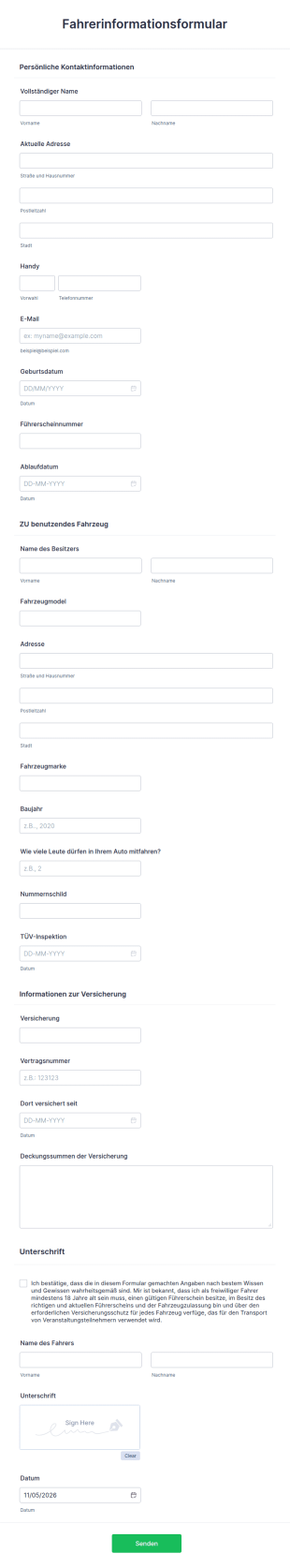 Fahrerinformationsformular