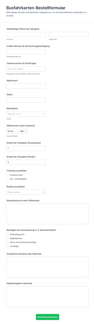 Fahrkartenbuchungsformular