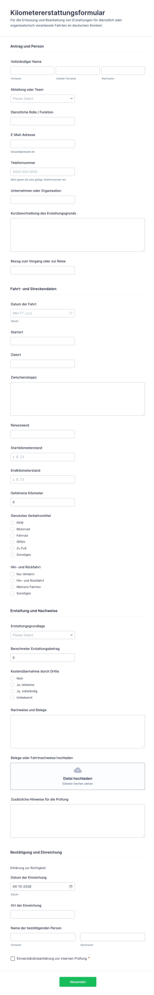 Fahrkostenerstattungsantrag Formular 🚗💼