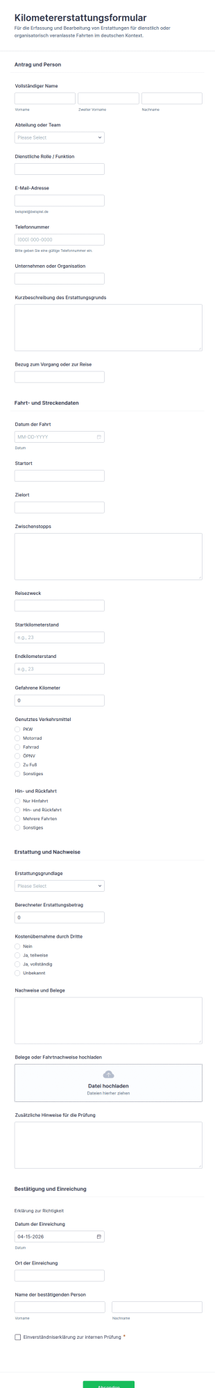 Fahrkostenerstattungsantrag Formular 🚗💼