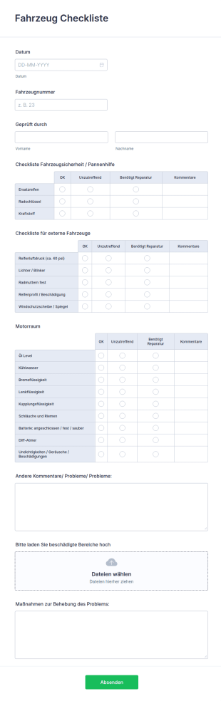 Fahrzeug Checkliste