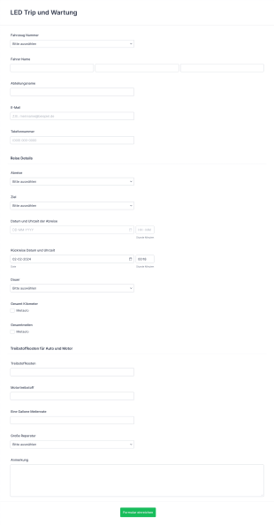Fahrzeug Tracking Bericht Form Template