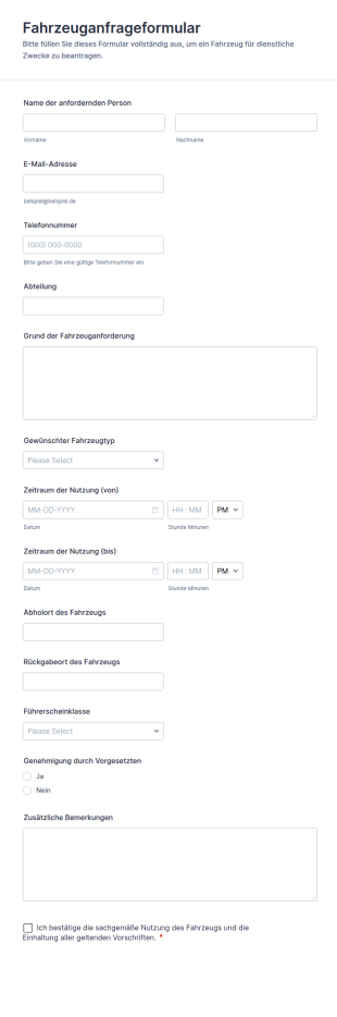 Fahrzeuganfrageformular