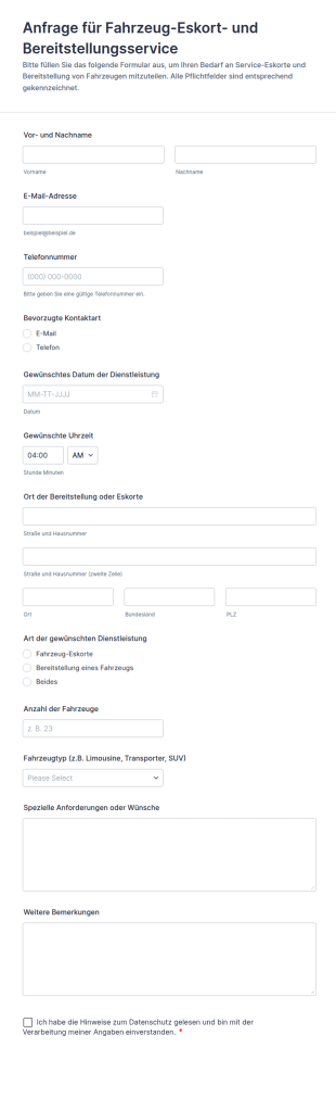 Fahrzeugbegleit Und Versorgungserklärung Formular 🚗