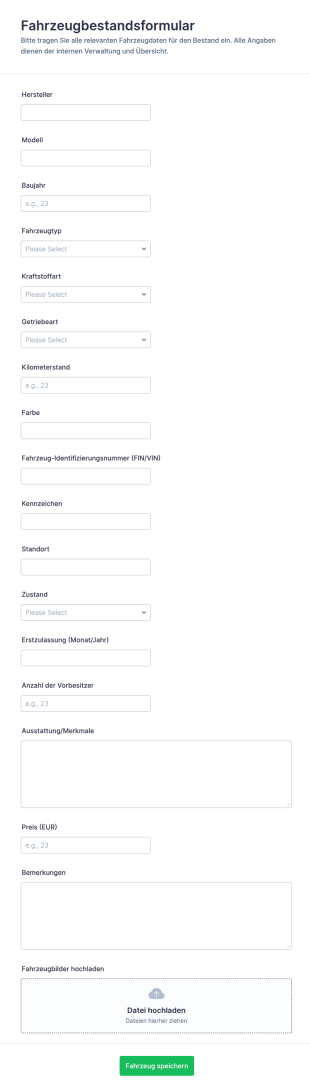 Fahrzeugbestands Checkliste