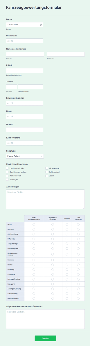 Fahrzeugbewertungsformular