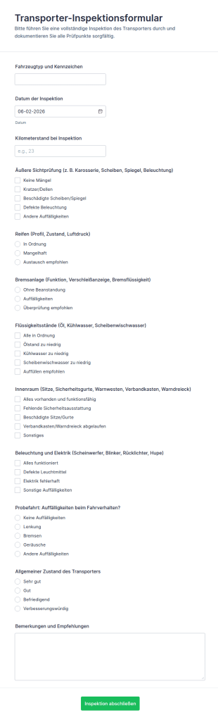 Fahrzeuginspektionsformular