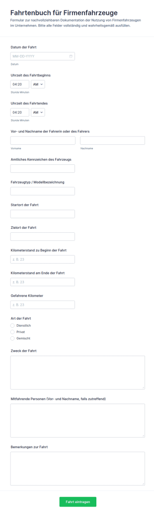 Fahrzeugnutzungsprotokoll