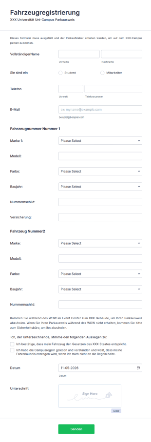 Fahrzeugregistrierung Parkerlaubnis