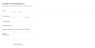 Fahrzeugservice Anfrageformular Form Template
