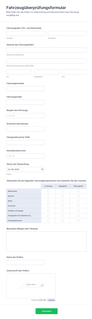 Fahrzeugüberprüfungsformular