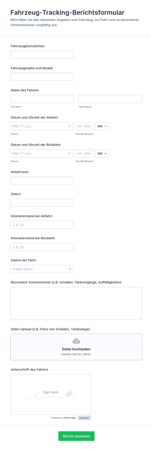 Fahrzeugüberwachungsbericht Fragebogen 🚗
