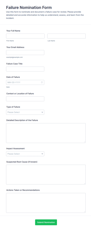 Failure Nomination Form Template