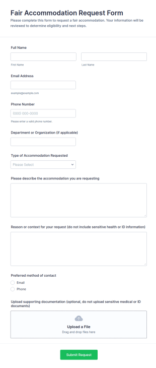 Fair Accommodation Request Form Template
