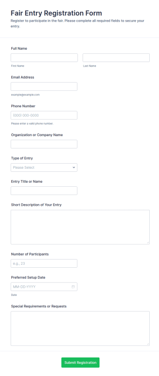 Fair Entry Registration Form Template